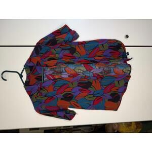 Colorful Abstract Leaf Print Short Sleeve Shirt